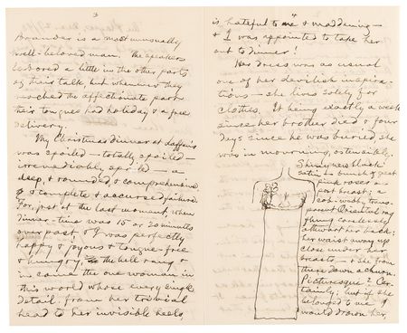 Lot #577 Samuel L. Clemens Autograph Letter Signed with Sketch, Criticizing Mrs. Thomas Bailey Aldrich: 