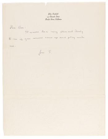 Lot #605 John Steinbeck Archive of (9) Autograph Letters Signed to Actress Ann Sothern, Commenting on Writing, Family, and Hollywood Gossip: 