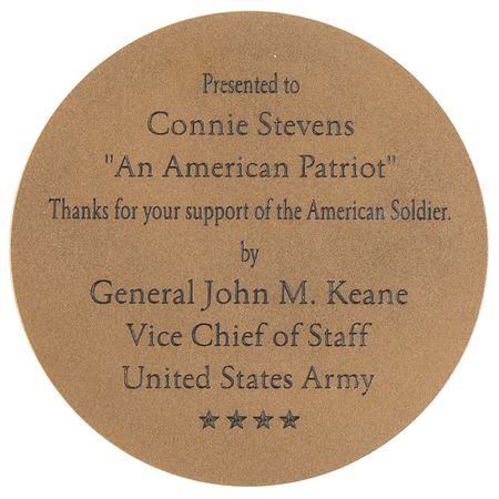Lot #895 Connie Stevens 'An American Patriot' United States Army Award Medal - Image 2