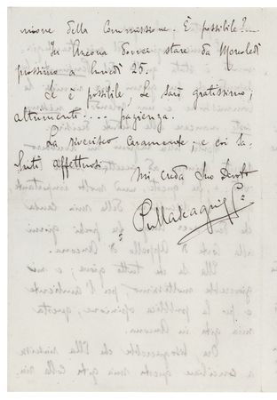 Lot #730 Pietro Mascagni Autograph Letter Signed on a Production of Cavalleria rusticana - Image 3