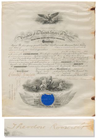 Lot #97 Theodore Roosevelt Document Signed as President - Image 1