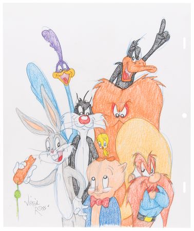 Lot #525 Virgil Ross Signed Original Drawing of
