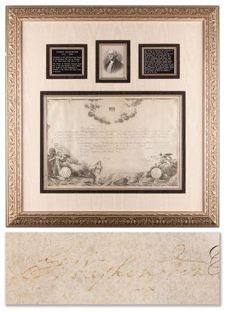 Lot #1 George Washington Document Signed - Society of Cincinnati Membership Certificate - Image 1