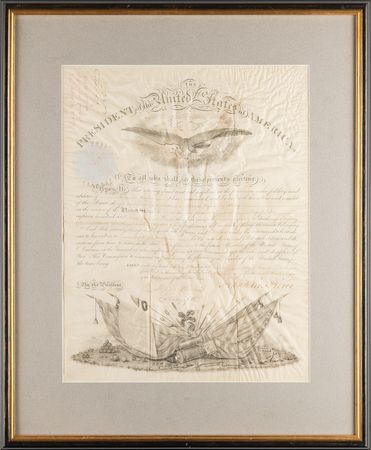 Lot #4 Franklin Pierce and Jefferson Davis Document Signed as President and Secretary of War - Image 1