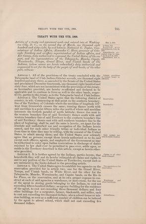 Lot #7 Andrew Johnson Document Signed as President for the 'Kit Carson Treaty' of 1868, made between the United States and Seven Bands of Ute Indians - Image 2