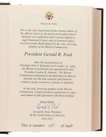 Lot #46 Gerald Ford Signed Book - Assassination Report of the Warren Commission (Ltd. Ed. #687/2948) - Image 4