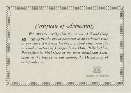 Lot #181 Independence Hall Wood Relic - Limited Edition - Image 6