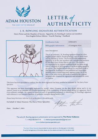 Lot #603 J. K. Rowling and Harry Potter Movie Cast Members (20) Signed Book - Harry Potter and the Chamber of Secrets - Image 10