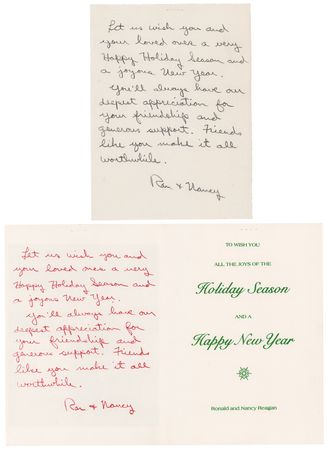 Lot #85 Ronald Reagan Autograph Draft Signed for a 1979–80 Christmas Card to Supporters - Image 1