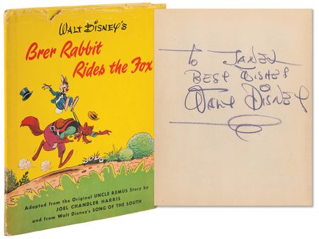 Lot #344 Walt Disney Signed Book - Brer Rabbit Rides the Fox - Image 1