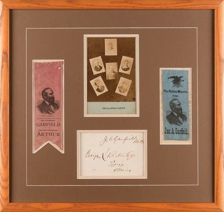 Lot #54 James A. Garfield Signed Free Frank with Ribbons and Family Portrait - Image 1