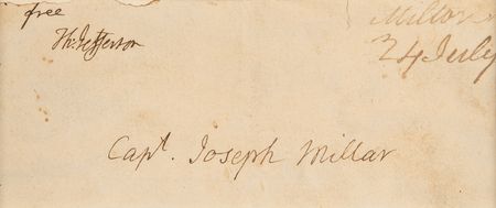 Lot #3 Thomas Jefferson Signed Free Frank to His Monticello Brewer, Capt. Joseph Miller - Image 3
