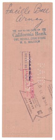 Lot #809 Lucille Ball Signed Check - Image 2