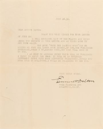 Lot #149 Emmett Dalton Typed Letter Signed on His Book, 'When the Daltons Rode' - Image 1