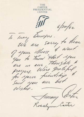 Lot #30 Jimmy and Rosalynn Carter Autograph Letter