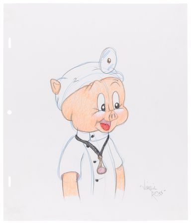 Lot #528 Virgil Ross Signed Original Drawing of