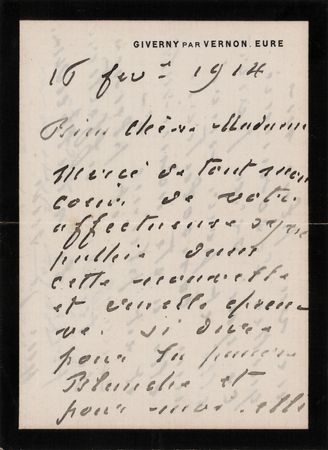 Lot #311 Claude Monet Autograph Letter on the Death of His Son, Jean Monet - Image 1