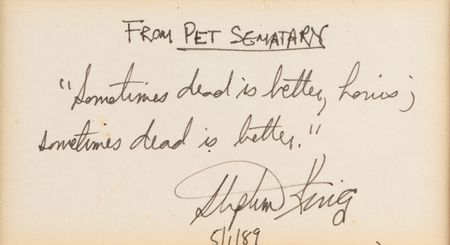 Lot #667 Stephen King Autograph Quote Signed from Pet Sematary - 