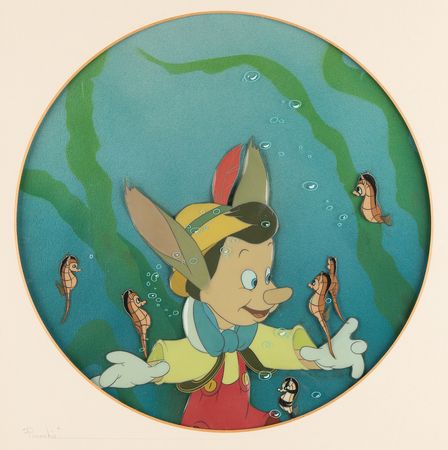Lot #368 Pinocchio and seahorses production cel from Pinocchio - Image 2