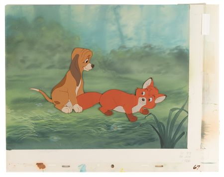 Lot #388 Tod and Copper production cel and production background from Fox and the Hound - Image 2