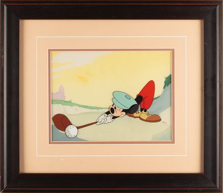 Lot #371 Mickey Mouse production cel and production background from Canine Caddy - Image 1