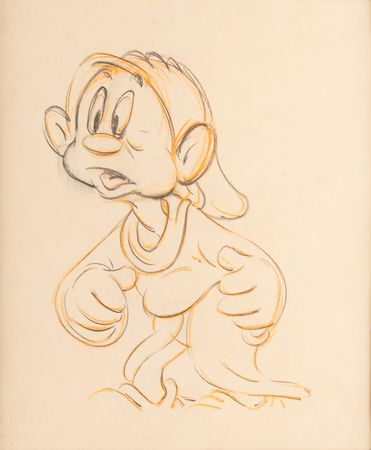 Lot #349 Dopey production cel and production drawing from Snow White and the Seven Dwarfs with Walt Disney Signature - Image 3