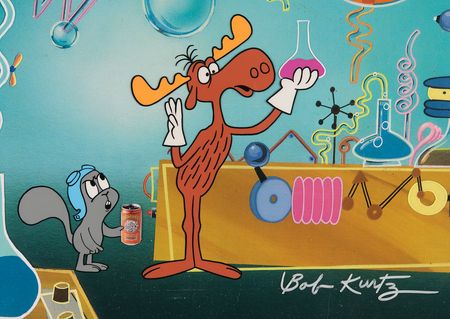 Lot #409 Rocky and Bullwinkle production cels and production drawings from a Bullwinkle's Vitamin Soda Pop television commercial - Image 2