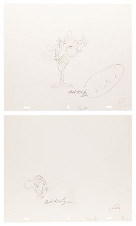Lot #409 Rocky and Bullwinkle production cels and production drawings from a Bullwinkle's Vitamin Soda Pop television commercial - Image 3