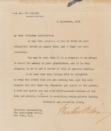 Lot #113 Woodrow Wilson Typed Letter Signed as President to the Granddaughter of U. S. Grant - Image 2