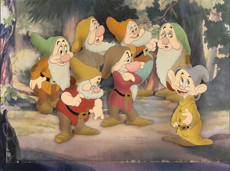 Lot #355 Seven Dwarfs Extremely Large Presentation Courvoisier cel from Snow White and the Seven Dwarfs - Image 1