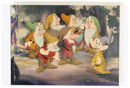 Lot #355 Seven Dwarfs Extremely Large Presentation Courvoisier cel from Snow White and the Seven Dwarfs - Image 3