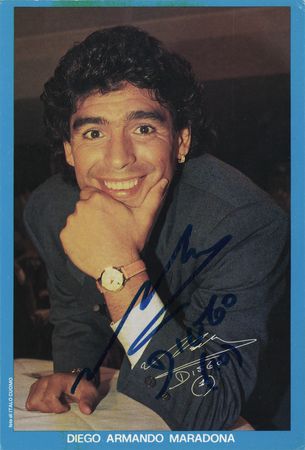 Lot #928 Diego Maradona Signed Promo Card - Image 1