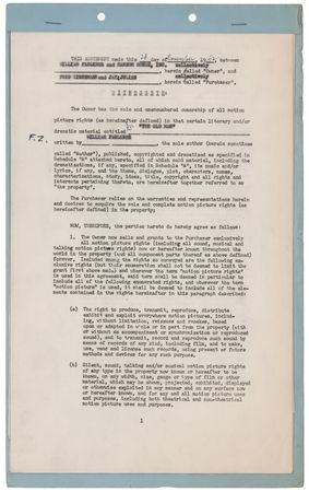 Lot #648 William Faulkner and Fred Zinnemann Document Signed for 'The Old Man' - Image 2