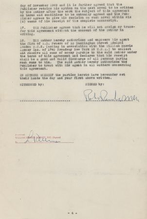 Lot #699 Writers (4) Documents Signed: Mailer, Michener, Simon, and Warren - Image 2
