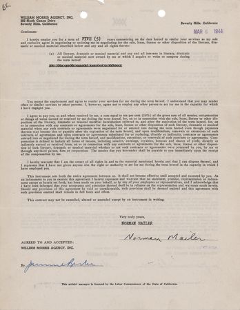 Lot #699 Writers (4) Documents Signed: Mailer, Michener, Simon, and Warren - Image 5