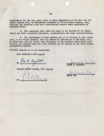 Lot #699 Writers (4) Documents Signed: Mailer, Michener, Simon, and Warren - Image 6