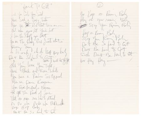Lot #713 Rick James Original Handwritten Song Lyrics for 'Hard to Get' - Image 1