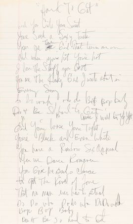Lot #713 Rick James Original Handwritten Song Lyrics for 'Hard to Get' - Image 2