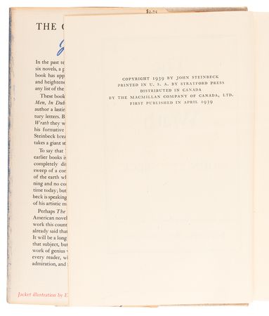 Lot #606 John Steinbeck: The Grapes of Wrath (First Edition) - Image 4