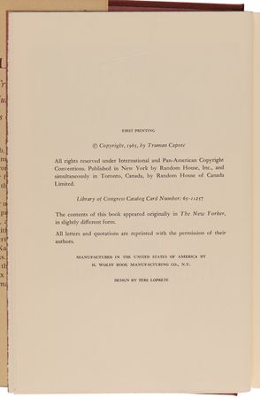 Lot #637 Truman Capote: In Cold Blood (First Edition) - Image 4