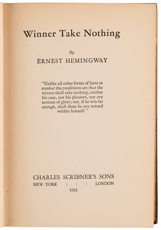 Lot #661 Ernest Hemingway: Winner Take Nothing (First Edition) - Image 2