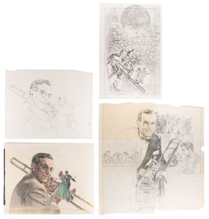 Lot #741 Glenn Miller: Joann Daley (4) Original Sketches and Painting - Image 1