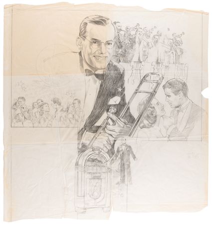 Lot #741 Glenn Miller: Joann Daley (4) Original Sketches and Painting - Image 2