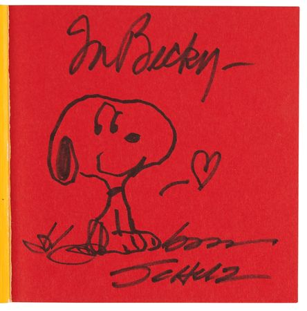 Lot #544 Charles Schulz Signed Sketch of Snoopy in Book - Security is a Thumb and a Blanket - Image 4