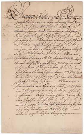 Lot #187 King George I Letter Signed to Leopold, Prince of Anhalt-Köthen - Image 1