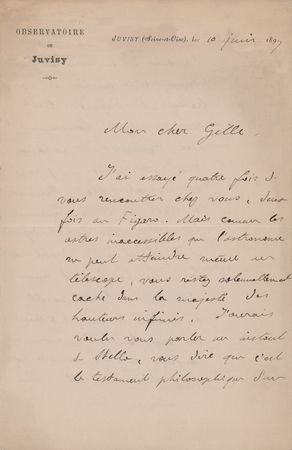 Lot #654 Camille Flammarion Autograph Letter Signed: 