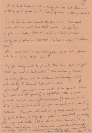 Lot #756 Eagles: Don Henley Lengthy Autograph Letter Signed on Desperado, the Band's Identity, and How to Succeed in the Music Industry - Image 5