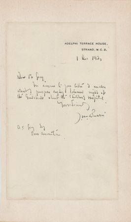 Lot #624 James M. Barrie Autograph Letter Signed - Author of Peter Pan - Image 1