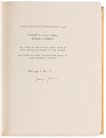Lot #597 James Joyce Signed Book - Ulysses (Ltd. Ed. #6/100, Published by The Bodley Head in 1936) - Image 4