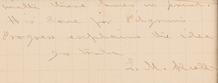 Lot #622 Louisa May Alcott Partial Autograph Note Signed on 